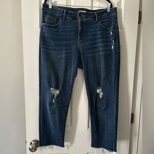 Ava & Viv Dark Blue Distressed Ankle Jeans